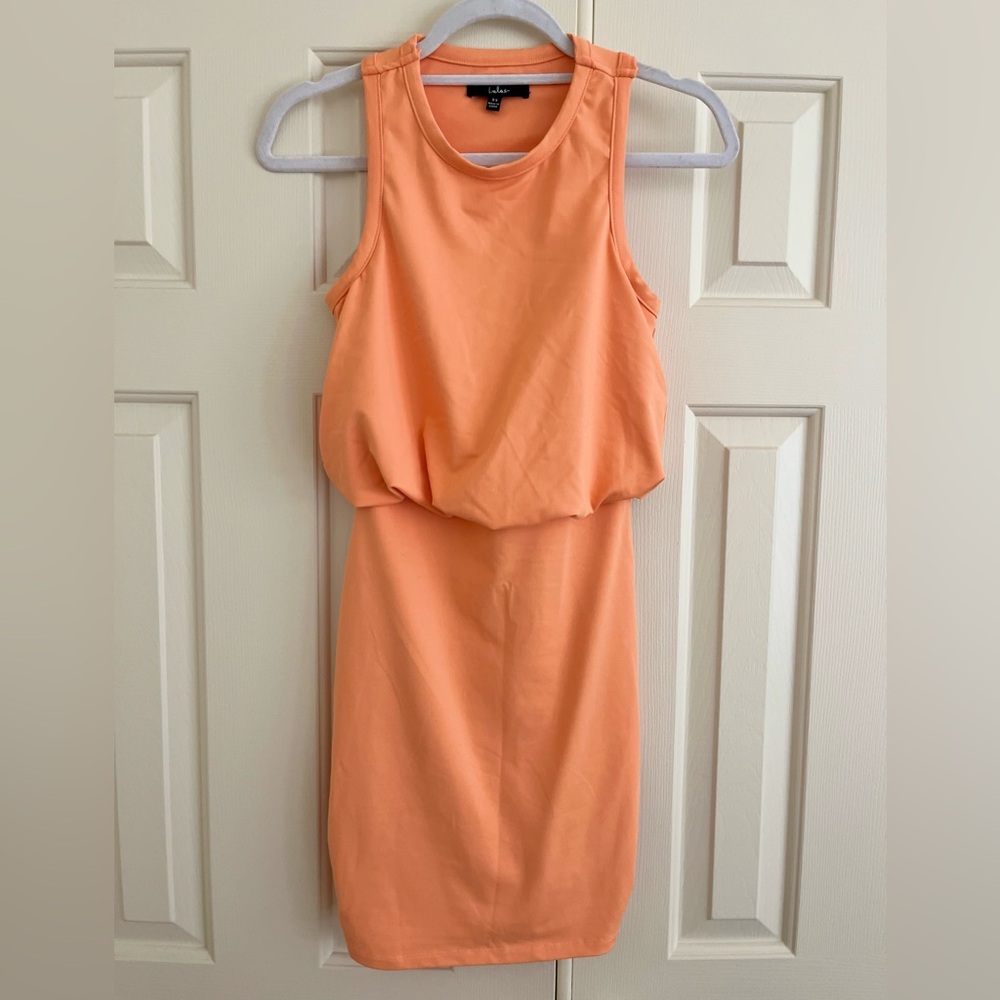 Lulu's Orange Halter Sheath Mini Dress for Night Out